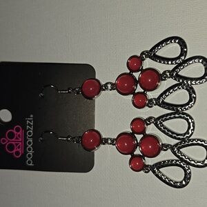 Paparazzi Pink and Silver Teardrop Earrings